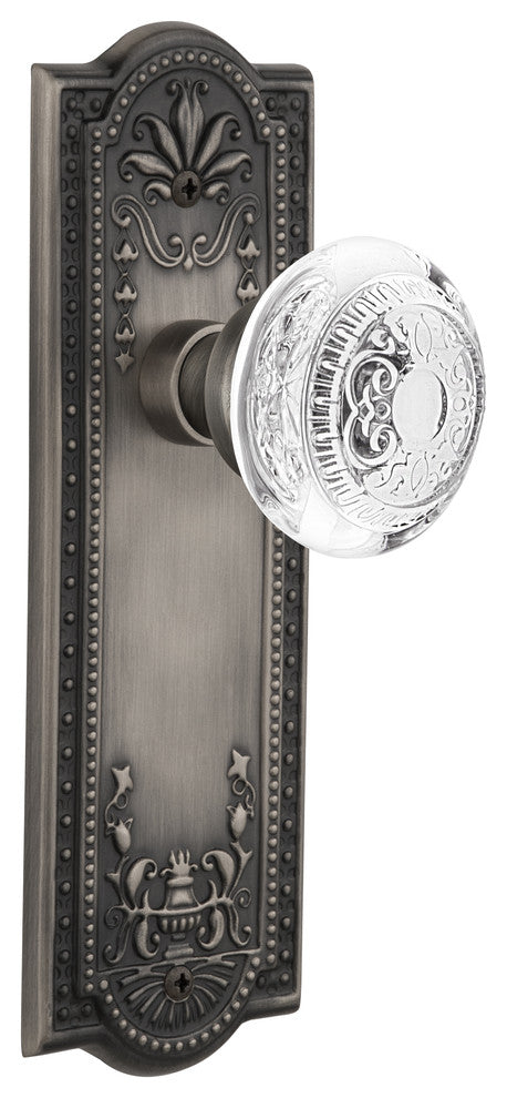 Meadows Plate Passage Crystal Egg and Dart Knob, Antique Pewter, 2.375"