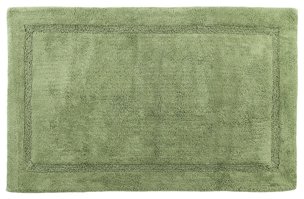 Bath Rug Cotton Solid Color Regency Pattern, Sage Green, 50"x30"