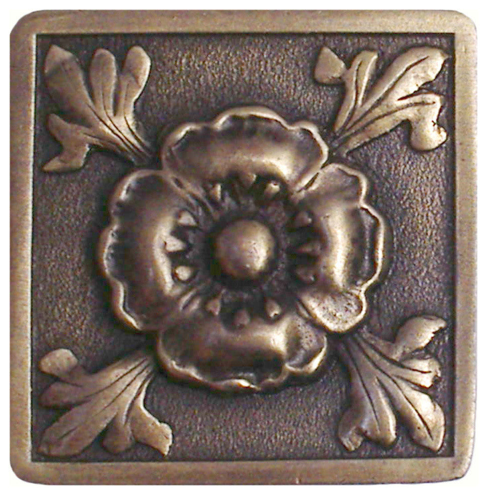Poppy Knob, Antique-Style Brass