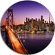 San Francisco Skyline And Bay Bridge, Sea Bridge Disc Metal Art, 36"
