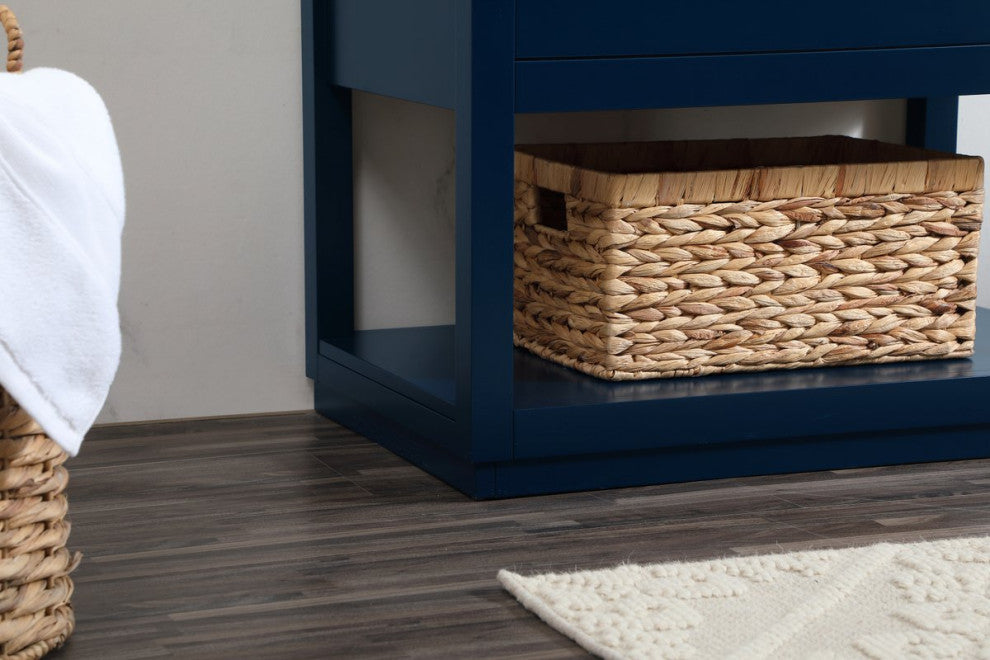 30" Single Bathroom Vanity, Blue, With Backsplash