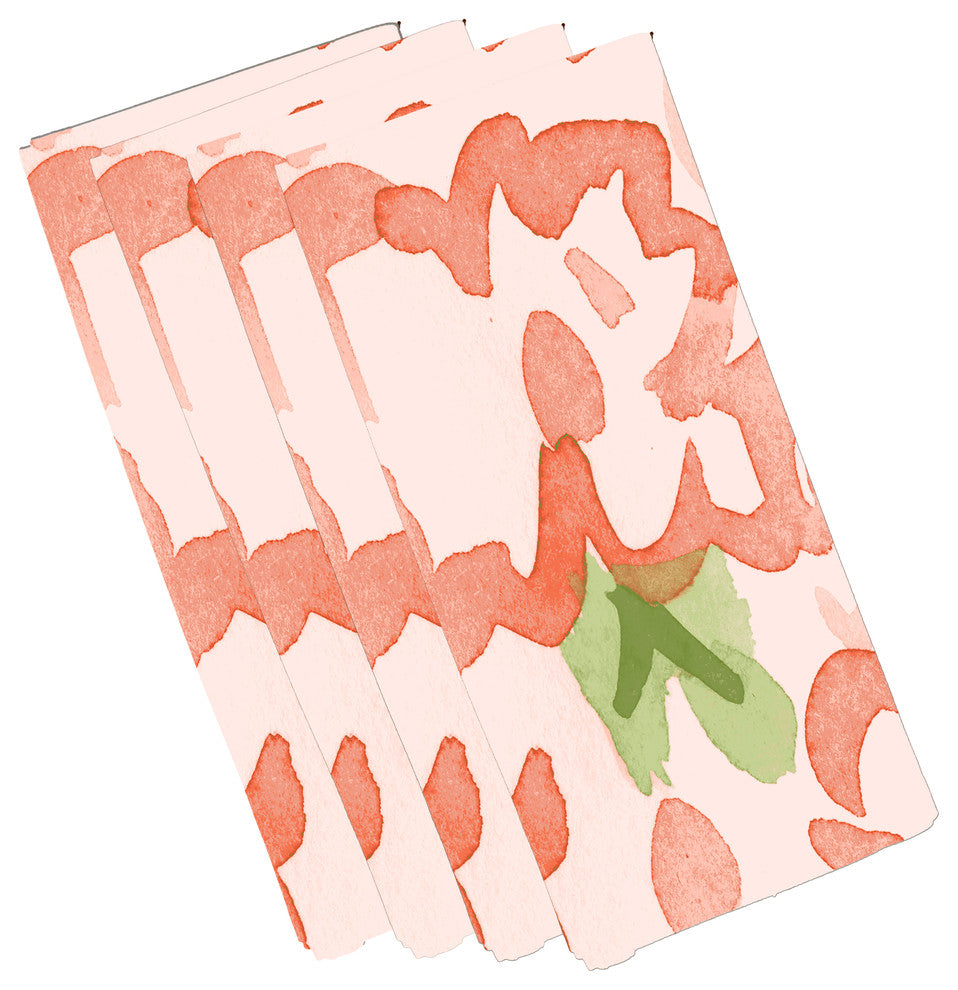 Gardenia Floral Print Napkins, Set of 4, Peach, 19"