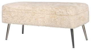 Huggy Luxury Plush Faux Fur Upholstered Storage Bench - Sand
