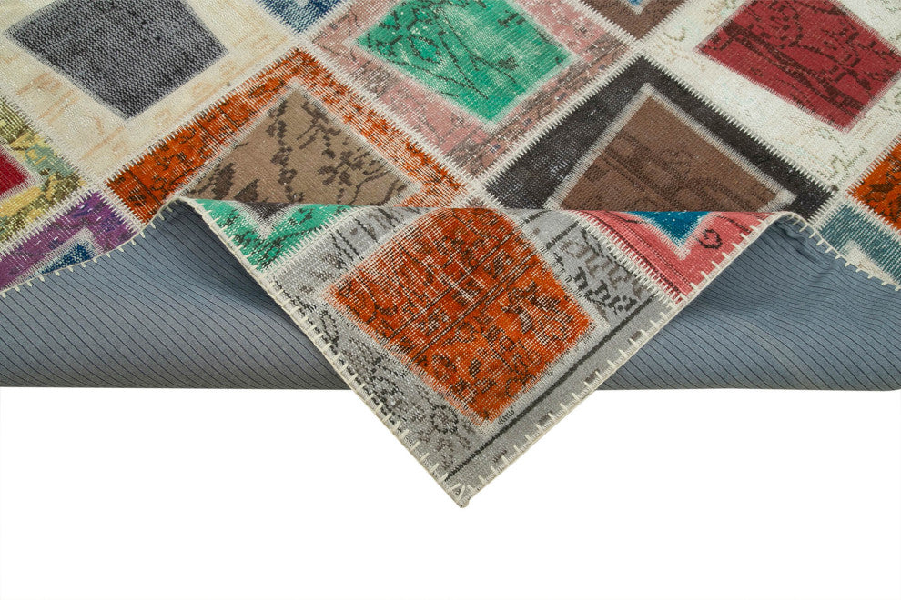 Rug N Carpet - Handwoven Oriental 6' 7" x 9' 2" Boho Patchwork Area Rug