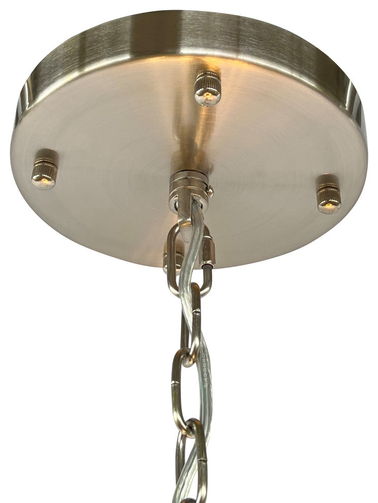 D"™Angelo 16 Light Square Glass Crystal Prism Chandelier, Brushed Nickel