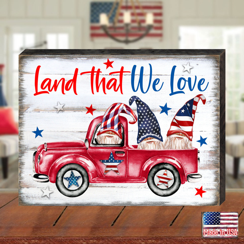 American Patriotic Tractor Wall Block, Medium 18x12