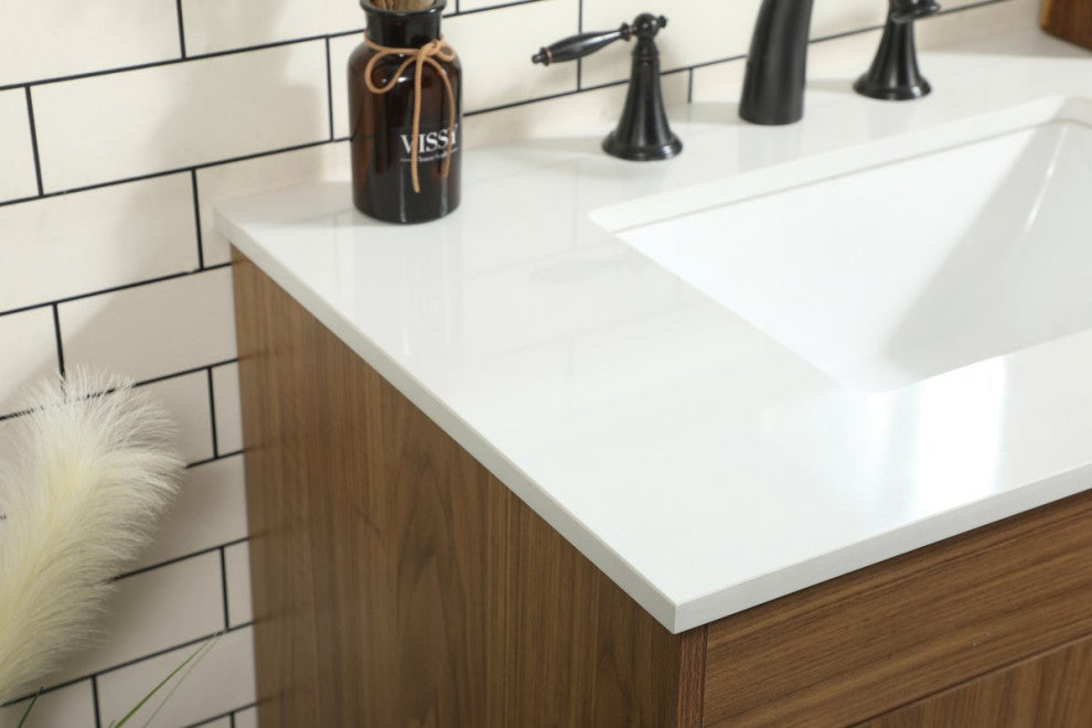 Home Living 19" Modern Walnut Brown-Light Bathroom Vanity