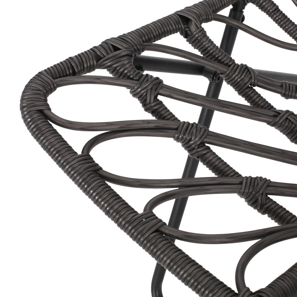 Danbury Outdoor Boho Modern Wicker Accent Chairs, Set of 2, Gray/Black