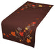 Autumn Branches Embroidered Fall Table Runner, Coffee, 16"x36"