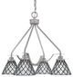 Odyssey 4 Light, Chandelier In Brushed Nickel Finish, 7" Diamond Ice Art Glass
