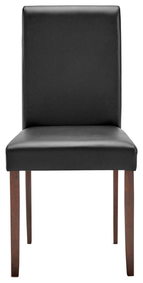Side Dining Chair, Set of 2, Faux Leather, Wood, Black, Cafe Bistro Restaurant