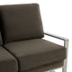 LeisureMod Jefferson Modern Design Velvet Loveseat With Silver Frame, Dark Gray