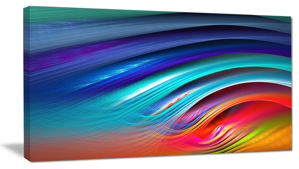 Beautiful Fractal Rainbow Waves, Floral Canvas Art Print, 40x20