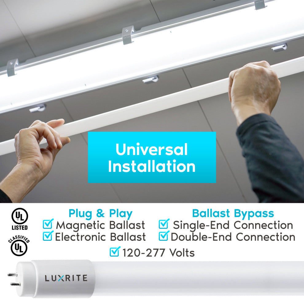 Luxrite 4FT T8 LED Tube Light 13W is 32W Cool White Damp Rated 25 Pack