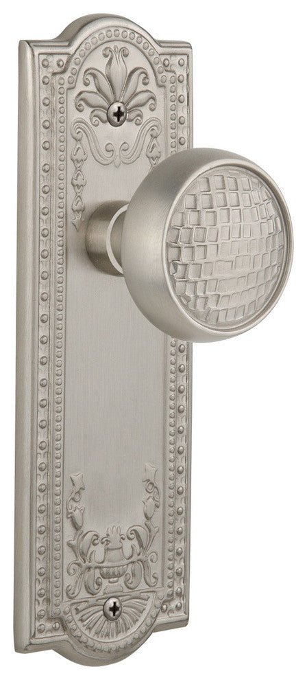 Meadows Plate Privacy Craftsman Knob, Satin Nickel