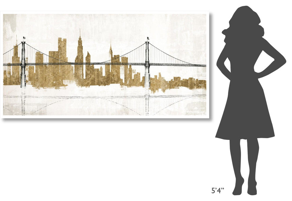 "Bridge and Skyline Gold" Digital Paper Print by Avery Tillmon, 74"x38"