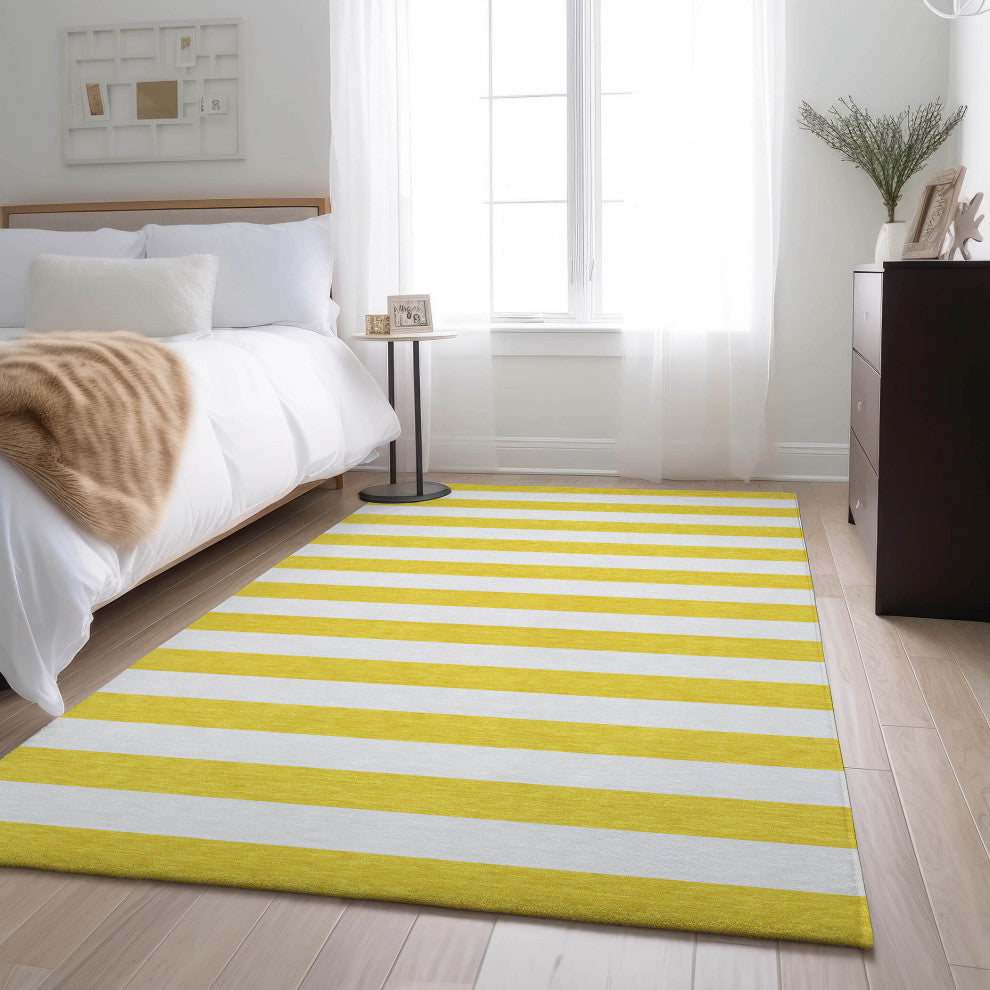 Premium Machine Washable Mayfield AMF528 Yellow 10' x 14' Rug