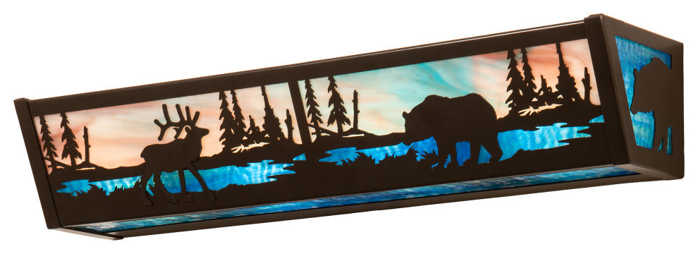24 Wide Elk & Black Bear Vanity Light