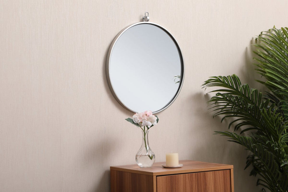 Elegant Decor MR4718S Metal Frame Round Mirror, Decorative Hook, 18"