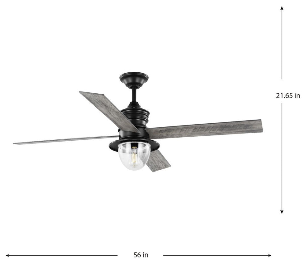 Gillen 56" 4-Blade LED In/Out Blistered Iron Ceiling Fan With Light Kit