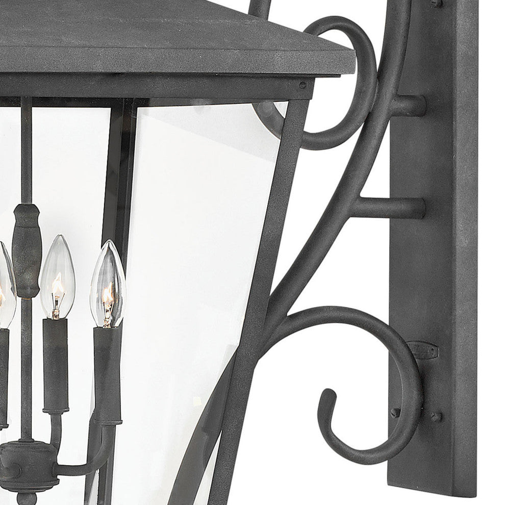 Hinkley Trellis Double Extra Large Wall Mount Lantern With Scroll, Aged Zinc