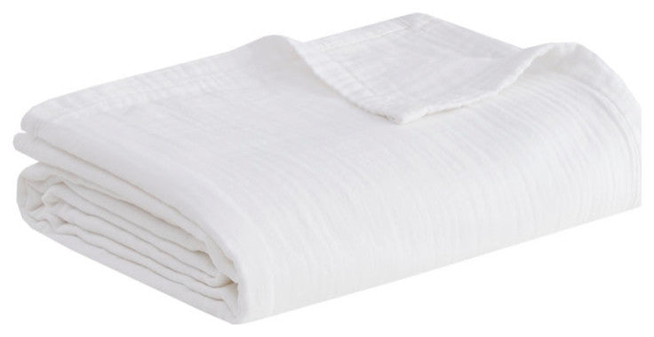 Clean Spaces Gauze 100% Cotton Lightweight Blanket, Blue
