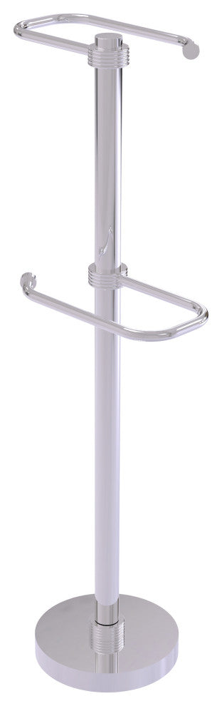 Free Standing Two Roll Toilet Tissue Stand, Polished Chrome