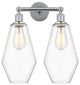 Cindyrella 2 Light Bathroom Vanity Light, Polished Chrome, Clear Glass