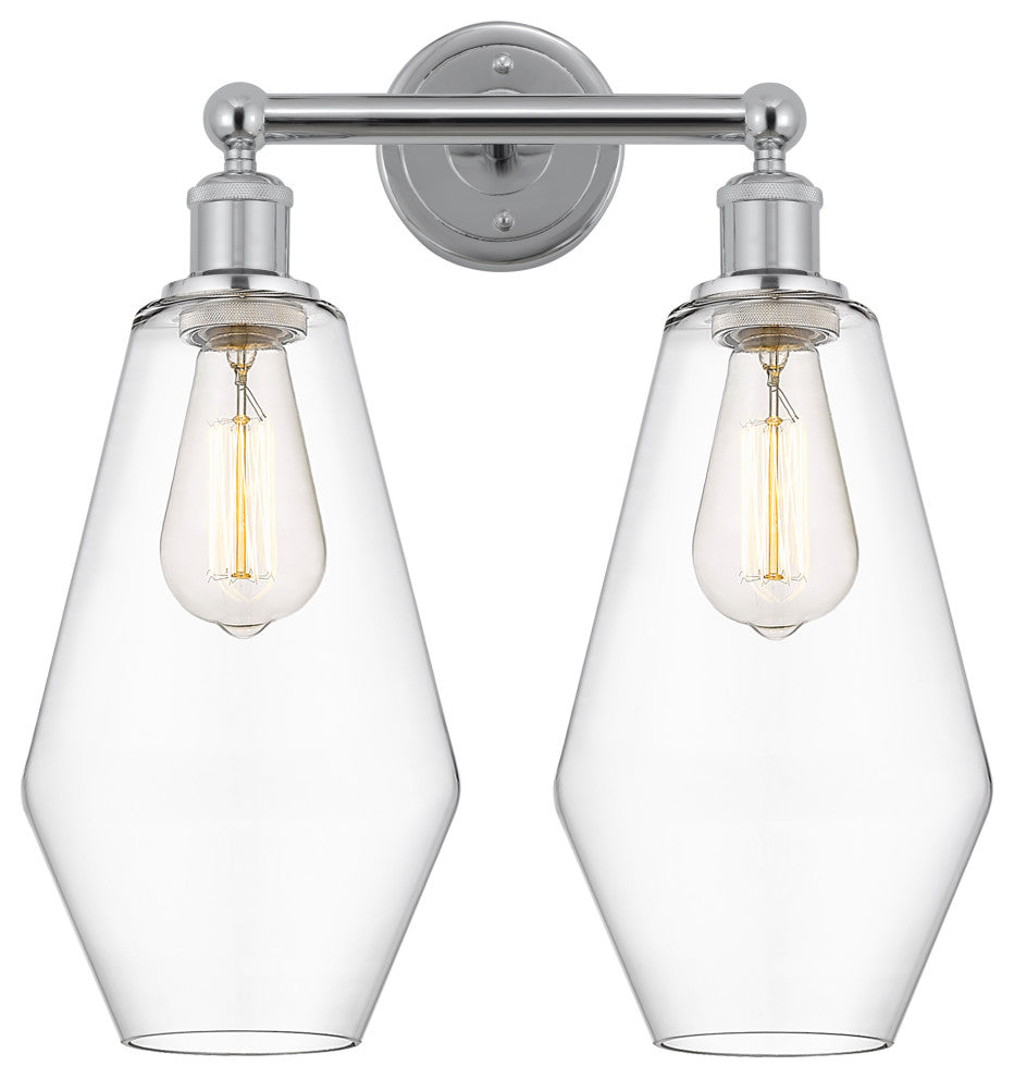 Cindyrella 2 Light Bathroom Vanity Light, Polished Chrome, Clear Glass