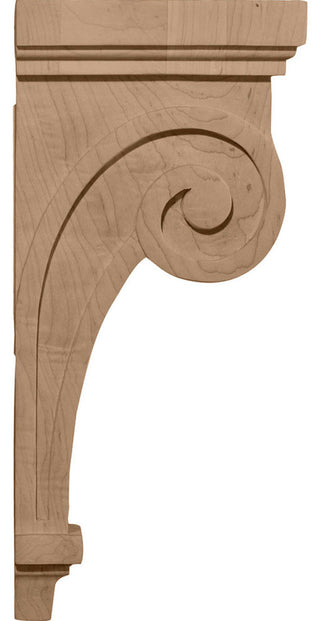 4 1/2"W x 5 5/8"D x 12"H Scroll Corbel , Alder
