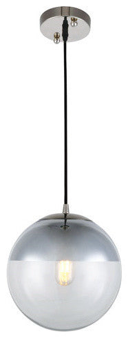 Beckett 9" 1-Light Adjustable Pendant, Polished Nickel, Clear Glass
