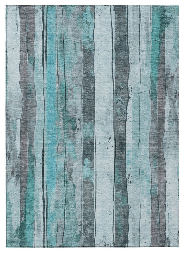 Machine Washable Indoor/Outdoor Chantille ACN1874 Teal 3' x 5' Rug