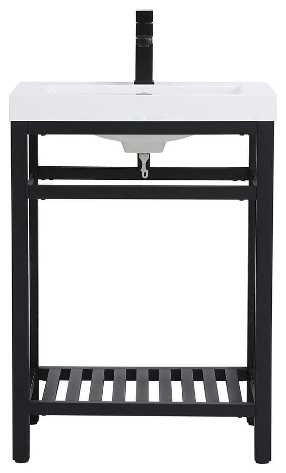 Elegant VF14024BK 24"Single Bathroom Metal Vanity, Black