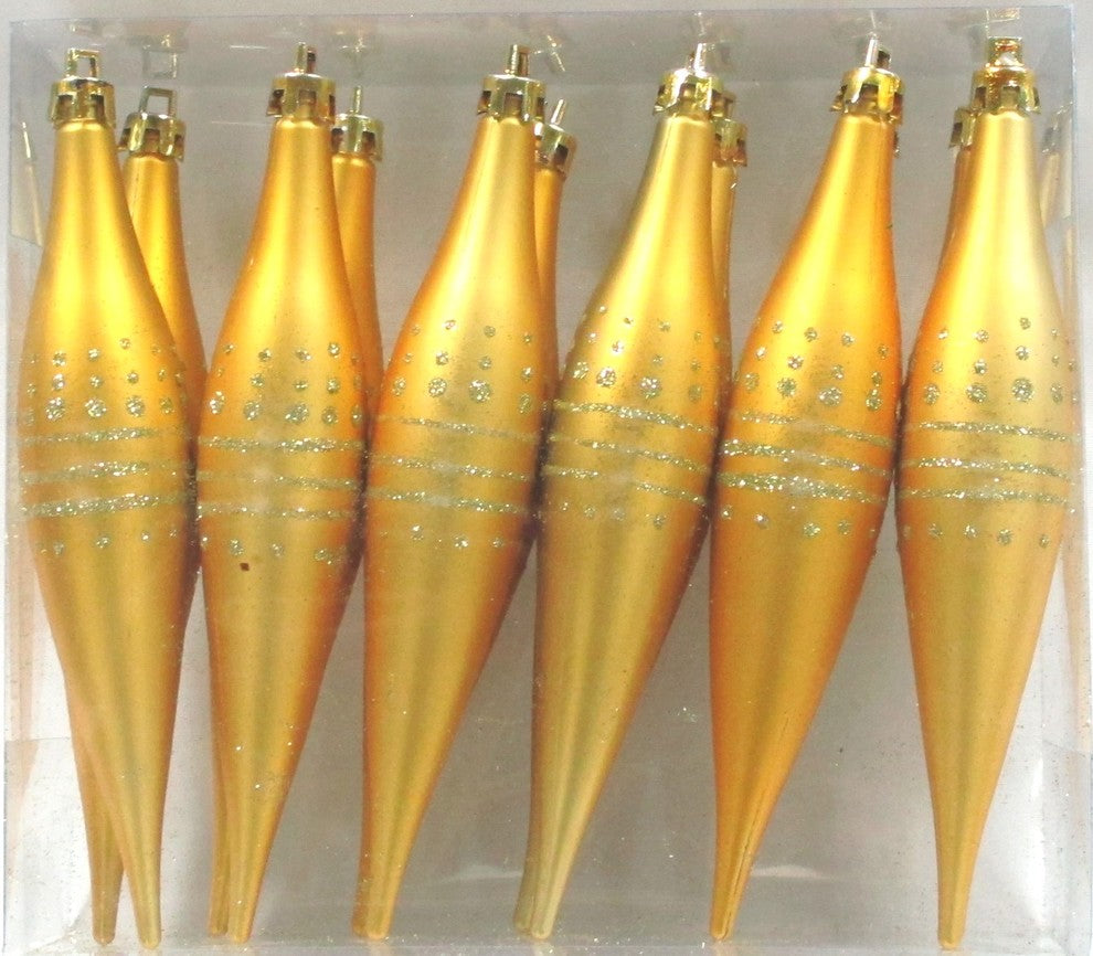 Gold Finial Ornament With Dot Design 12-Pack
