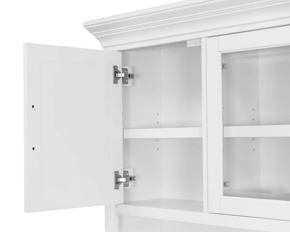 Modern Wood Hutch With Doors Storage Hutch Office Storage Fully Assembled White