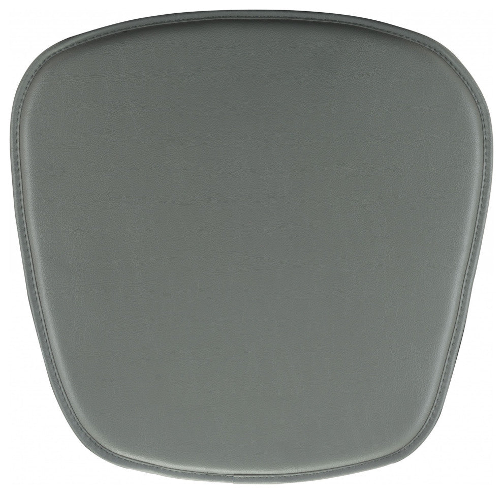 Gray Faux Leather Cushion Chair Pad