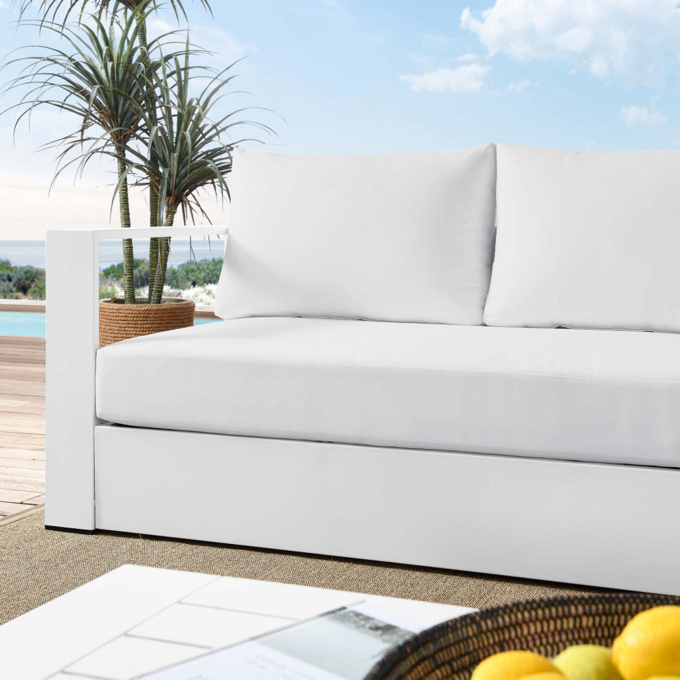 Lounge Sofa, White, Aluminum, Modern, Outdoor Patio Bistro Garden Hospitality