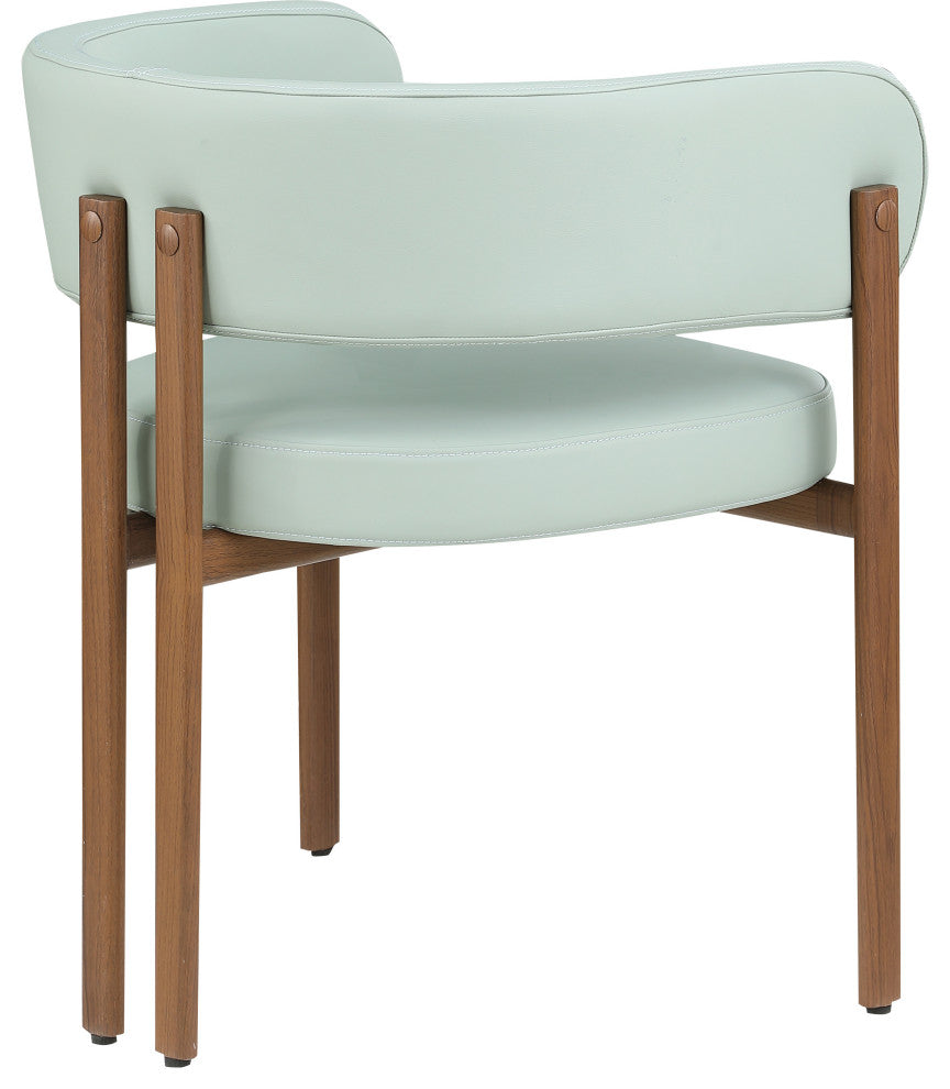 Gideon Black Faux Leather Dining Chair (Set of 2), Green, Walnut Finish
