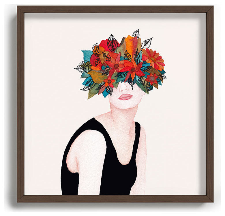 Viviana Gonzalez Woman In Flowers Watercolor 3 Recessed Framing Square