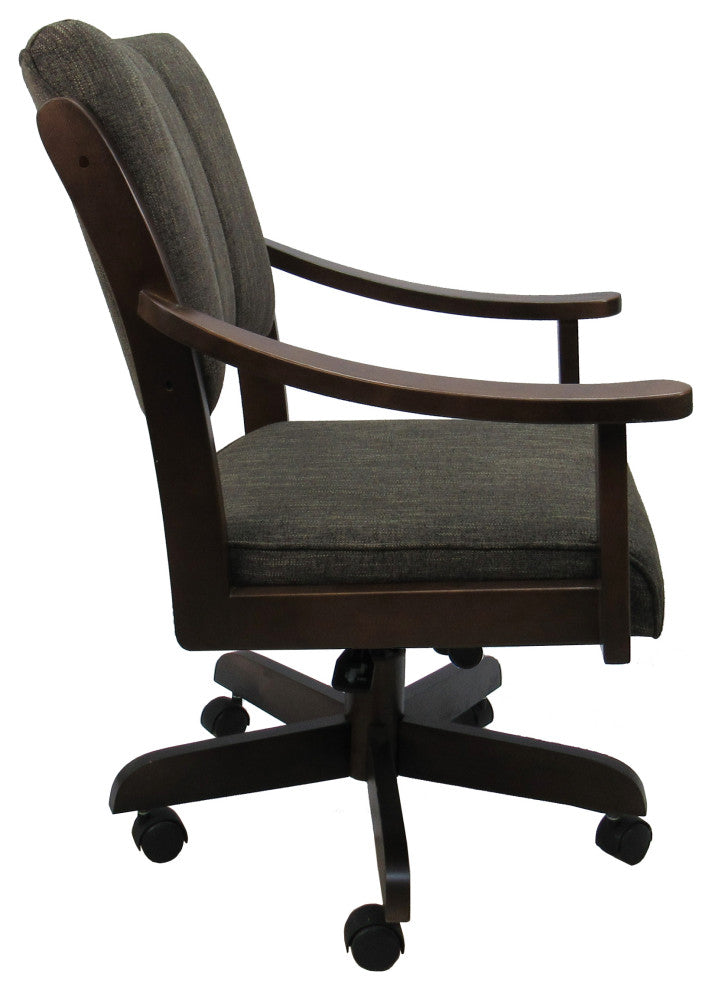 Swivel Wood Dining Caster Chair with Wheels - Casa, Sanora Brown, Brown Honey