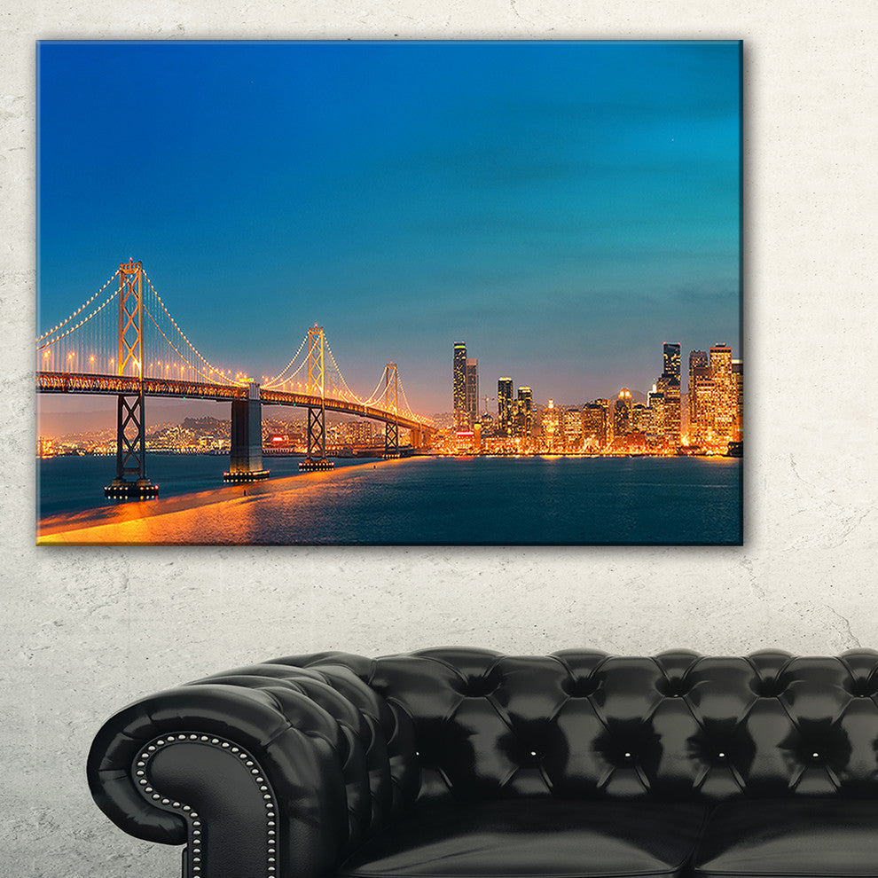 "Illuminated San Francisco Skyline" Canvas Print60"x28", 1 Panel