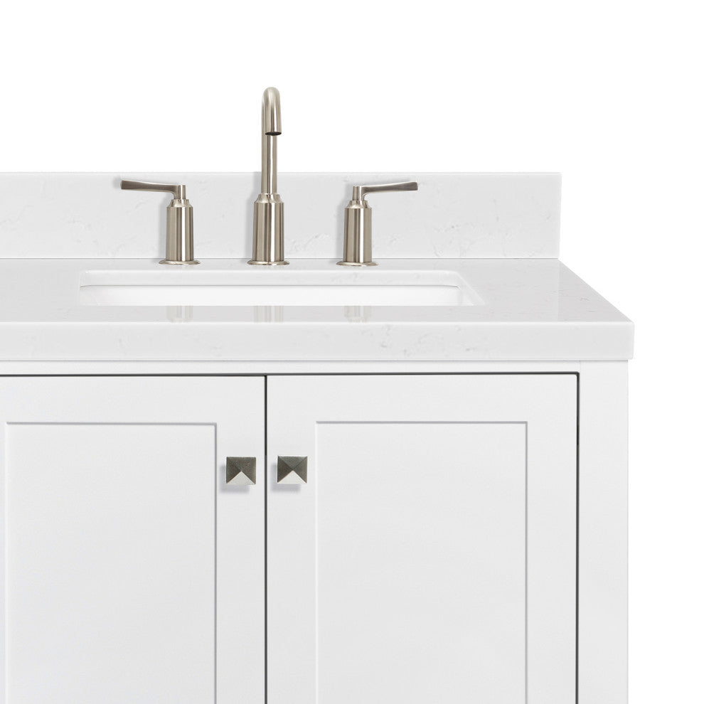Ariel Cambridge 42" Right  Single Rectangle Sink Vanity, Carrara Quartz