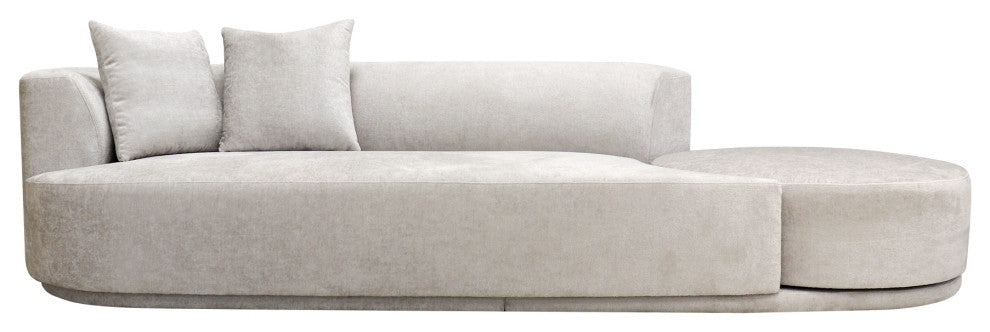 Pasargad Home Noho Amalfi Design Sofa With Swivel Ottoman and Pillows, Beige