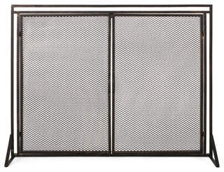Samantha Iron Fireplace Screen, Black Brushed Gold