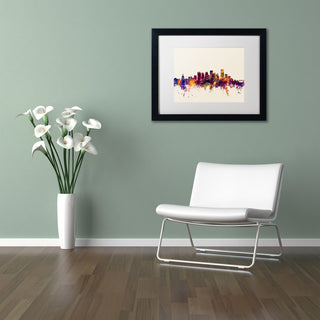 Michael Tompsett 'Edmonton Canada Skyline' Matted Framed Art, White Mat, 14"x11"