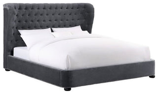 TOV Furniture Finley Grey Velvet Bed in Queen