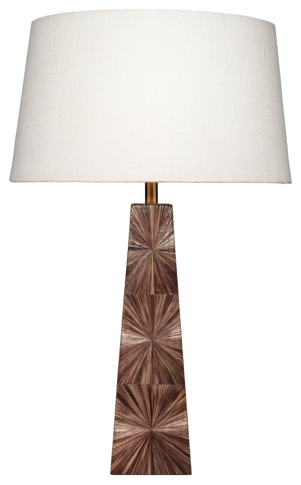 Palm Marquetry Table Lamp With Linen Shade