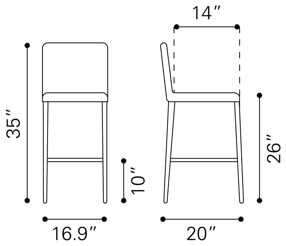 Confidence Counter Chair (Set of 2) Black