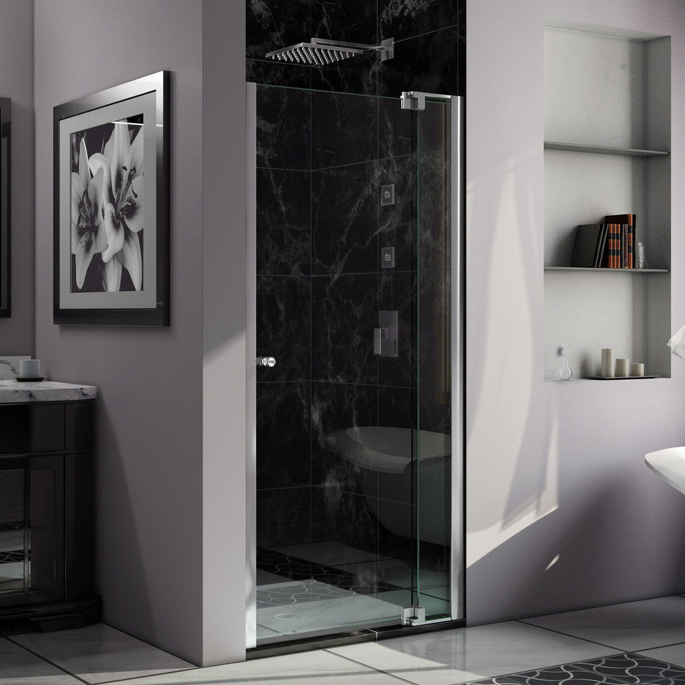DreamLine 30 to 40, Frameless Pivot Shower Door, Clear Glass Door