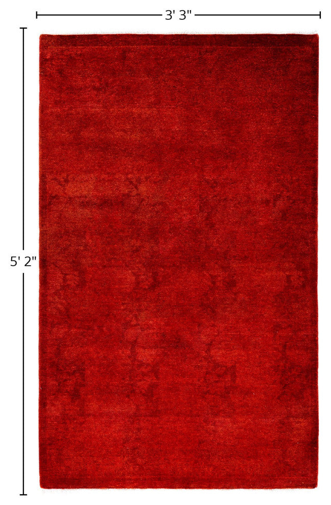 Overdyed One-of-a-Kind Hand-Knotted Area Rug Orange, 3' 3" x 5' 2"